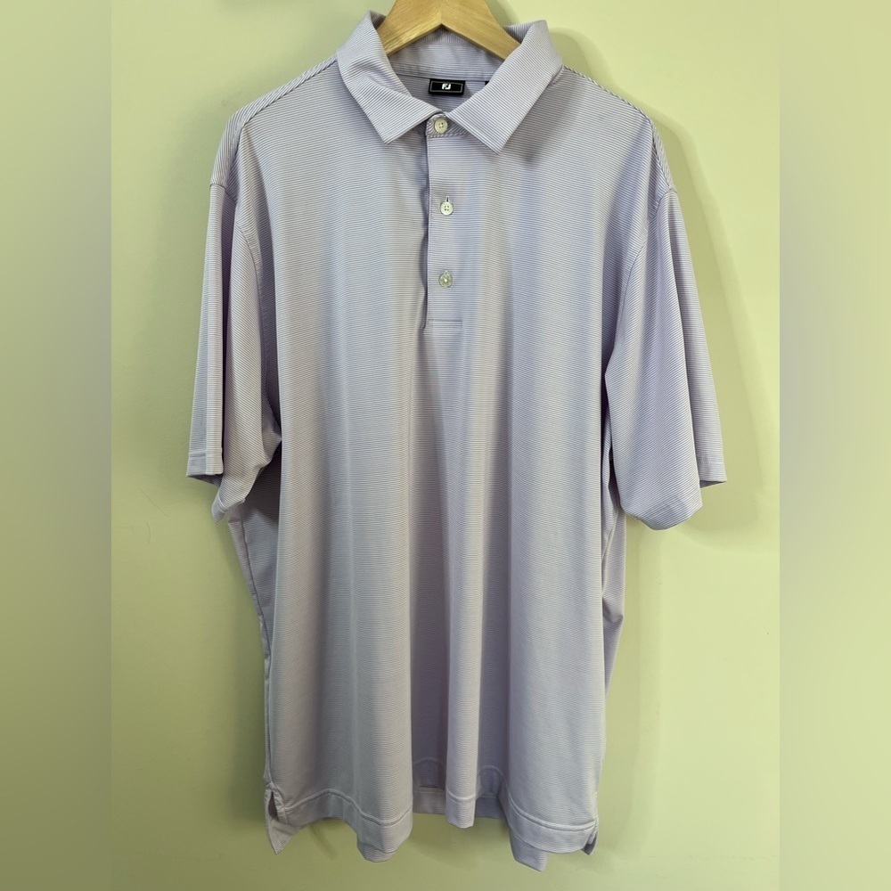 FootJoy Short Sleeve Golf Polo Size 2XL Purple White Stripe Flaws